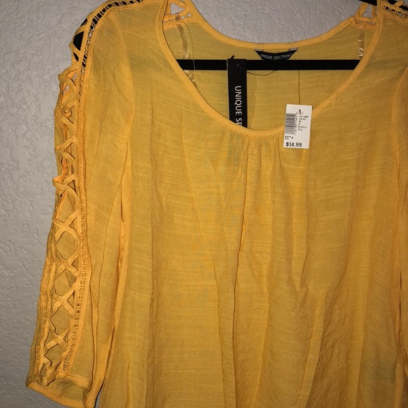 NWT Unique Spectrum dark yellow blouse - Picture 3 of 5